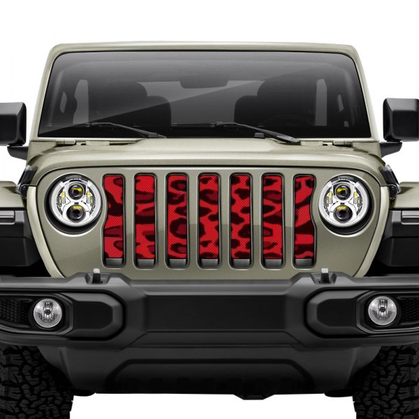 Dirty Acres® - 1-Pc Leopard Print Style Red Perforated Main Grille