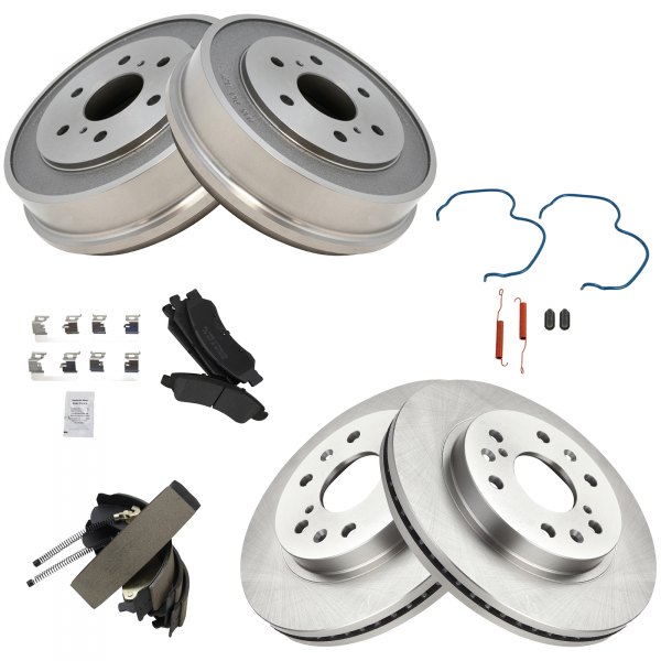 DIY Solutions® - Front and Rear Disc and Drum Brake Kit with Semi-Metallic Pads