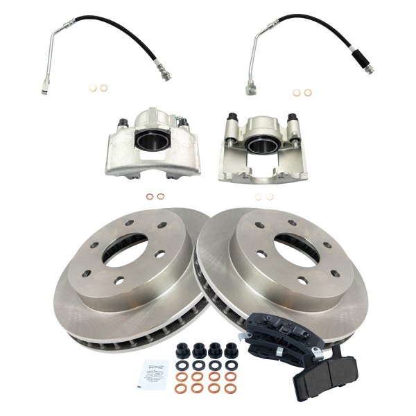 DIY Solutions® - Front Disc Brake Kit with Ceramic Pads, Calipers and Hoses