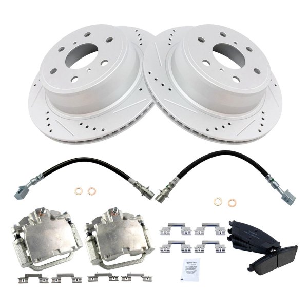 DIY Solutions® - Performance Rear Disc Brake Kit with Ceramic Pads, Calipers and Hoses