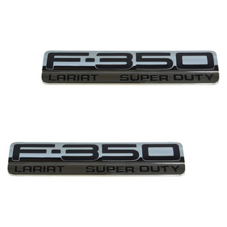 DIY Solutions® - "F-350 Lariat Super Duty" Chrome/Black Fender Emblems