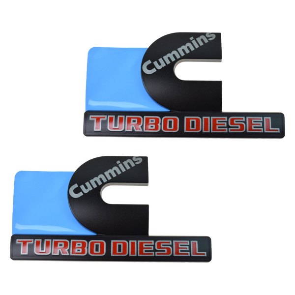 DIY Solutions® - "Cummins Turbo Diesel" Black/Red Fender Emblem Set