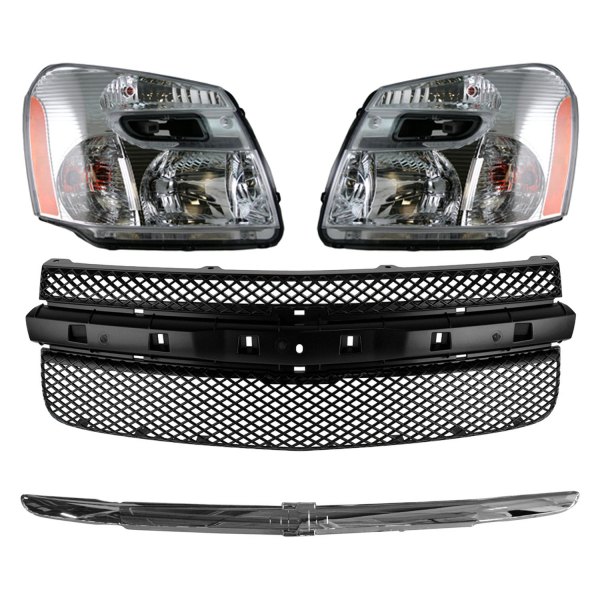 DIY Solutions® - Chrome Factory Style Headlights with Grille and Grille Molding