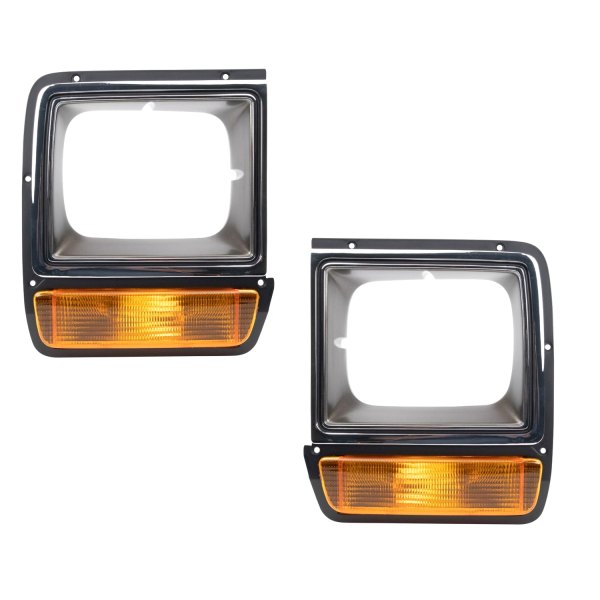 DIY Solutions® - Driver and Passenger Side Chrome Headlight Bezels with Turn Signal/Parking Light