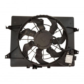 2016-2017 Hyundai Sonata Radiator And Condenser Fan Assembly With Two Fans Side By Side For Hybrid; Plastic Partslink HY3115159