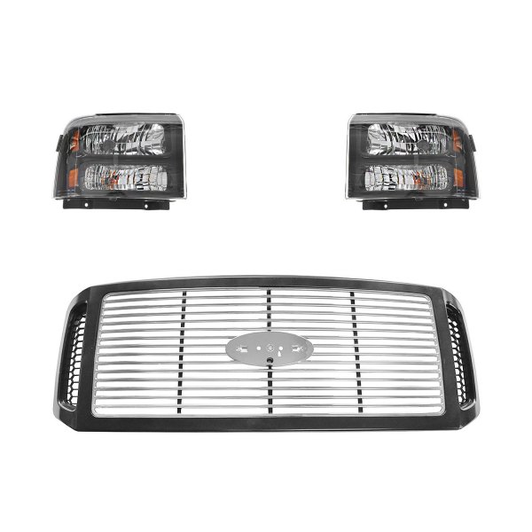 DIY Solutions® - Black Factory Style Headlights with Grille
