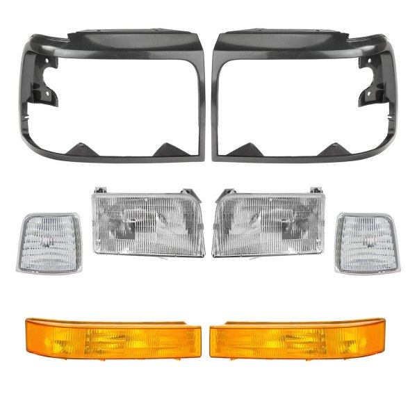 DIY Solutions® - Chrome Factory Style Headlights with Turn Signal/Parking Lights and Corner Lights