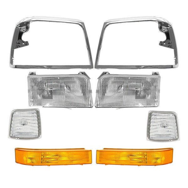 DIY Solutions® - 0 Chrome Factory Style Headlights with Turn Signal/Parking Lights and Corner Lights