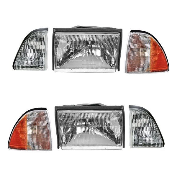 DIY Solutions® - Chrome Factory Style Headlights with Parking and Corner Lights