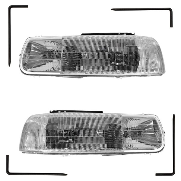 DIY Solutions® - Driver and Passenger Side Chrome Factory Style Headlights