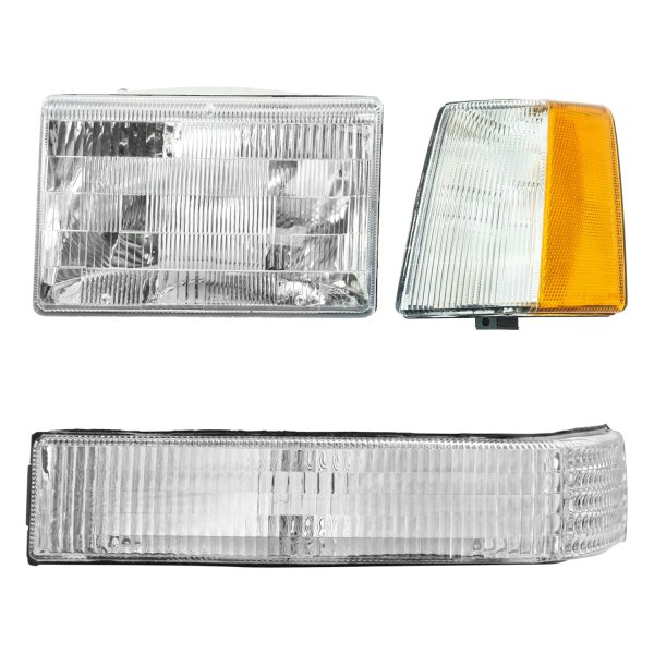 DIY Solutions® - Driver Side Chrome Factory Style Headlight with Turn Signal/Parking Light and Corner Light