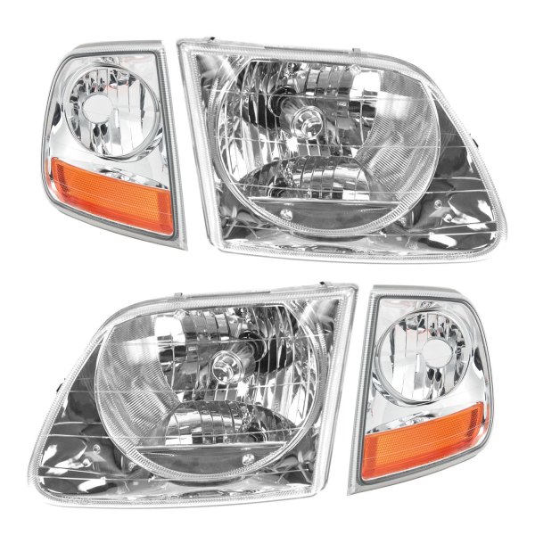 DIY Solutions® - 0 Chrome Factory Style Headlights with Turn Signal/Corner Lights