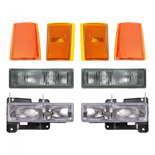 DIY Solutions® - Chrome Factory Style Headlights with Turn Signal/Parking Lights and Corner Lights