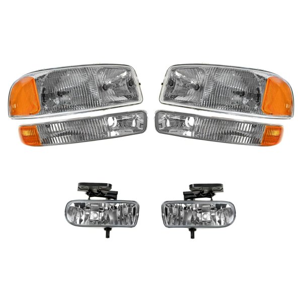DIY Solutions® - Chrome Factory Style Headlights with Turn Signal/Parking Lights and Fog Lights