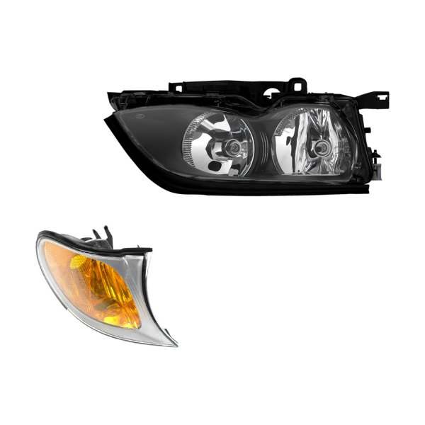 DIY Solutions® - Passenger Side Black Factory Style Headlight with Turn Signal/Corner Light