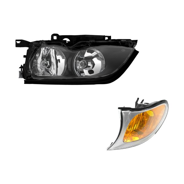 DIY Solutions® - Driver Side Black Factory Style Headlight with Turn Signal/Corner Light