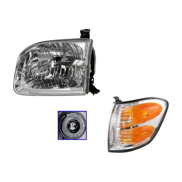 DIY Solutions® - Driver Side Chrome Factory Style Headlight with Turn Signal/Corner Light