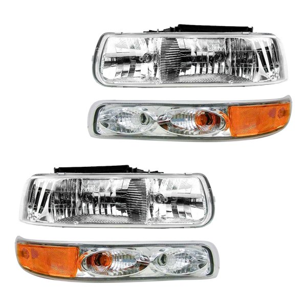 DIY Solutions® - Chrome Euro Headlights with Turn Signal/Parking Lights