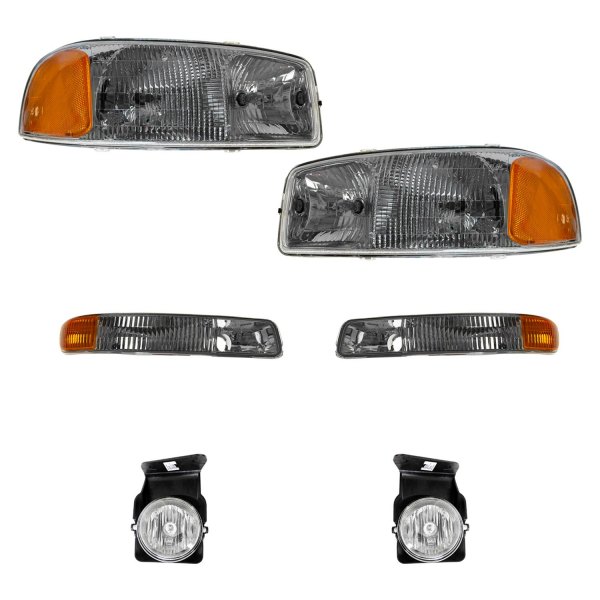 DIY Solutions® - Chrome Factory Style Headlights with Turn Signal/Parking Lights and Fog Lights