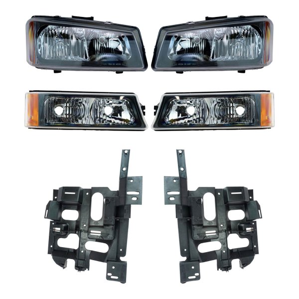 DIY Solutions® - Black/Chrome Factory Style Headlights with Turn Signal/Parking Lights