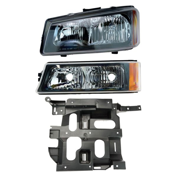 DIY Solutions® - Driver Side Black Factory Style Headlight with Turn Signal/Parking Light and Mounting Bracket