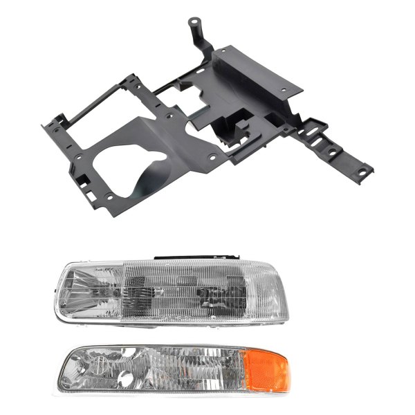 DIY Solutions® - Driver Side Chrome Factory Style Headlight with Turn Signal/Parking Light and Mounting Bracket