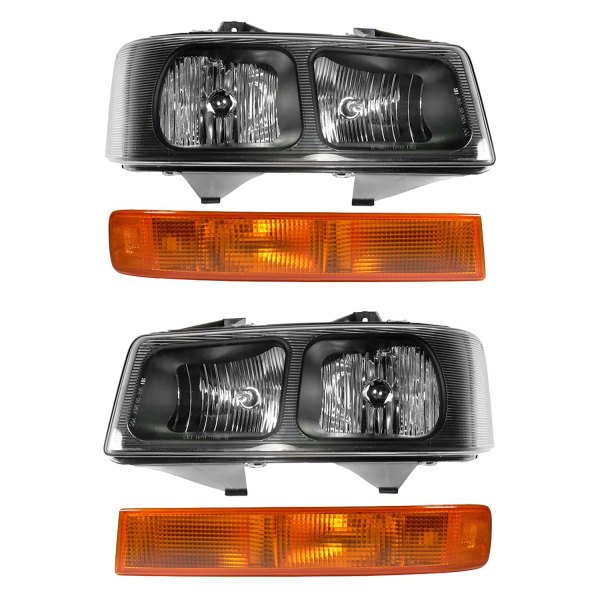 DIY Solutions® - Black Factory Style Headlights with Turn Signal/Parking Lights