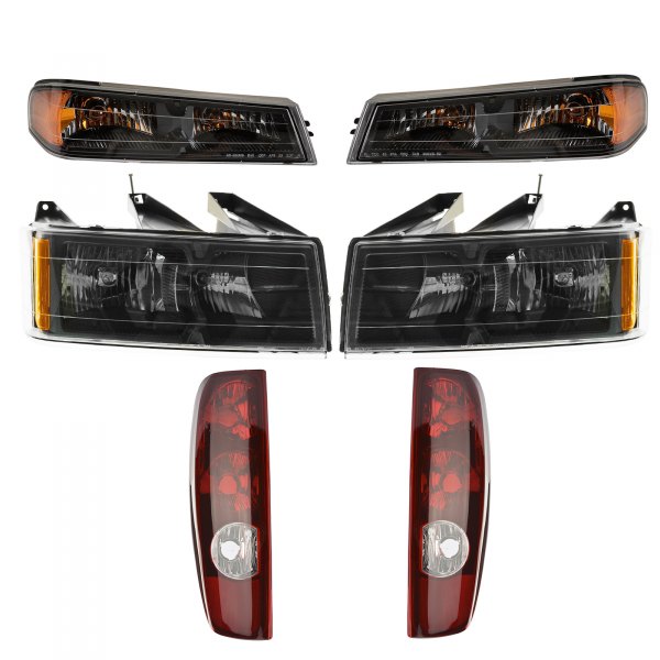 DIY Solutions® - Black Factory Style Headlights with Turn Signal/Parking Lights and Tail Lights