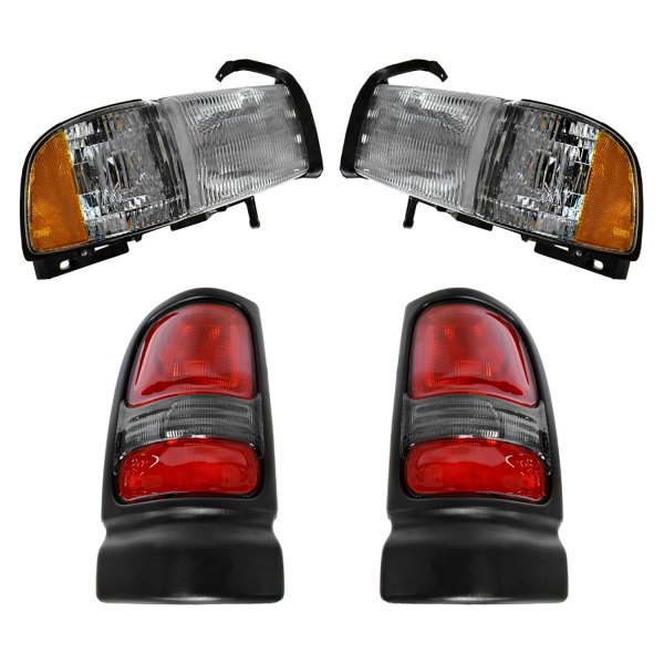 DIY Solutions® - Driver and Passenger Side Chrome Factory Style Headlights with Turn Signal/Corner Lights
