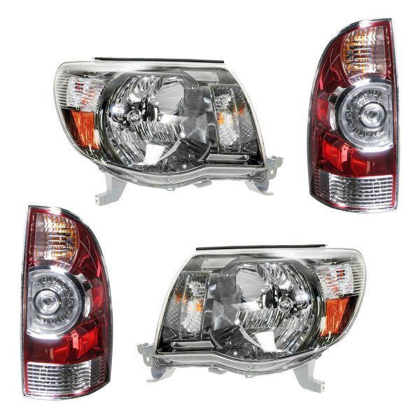 DIY Solutions® - Black/Chrome Factory Style Headlights with Tail Lights