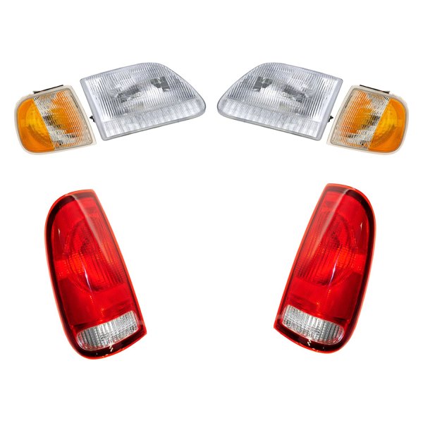 DIY Solutions® - Driver and Passenger Side Factory Style Headlights with Turn Signal and Tail Lights