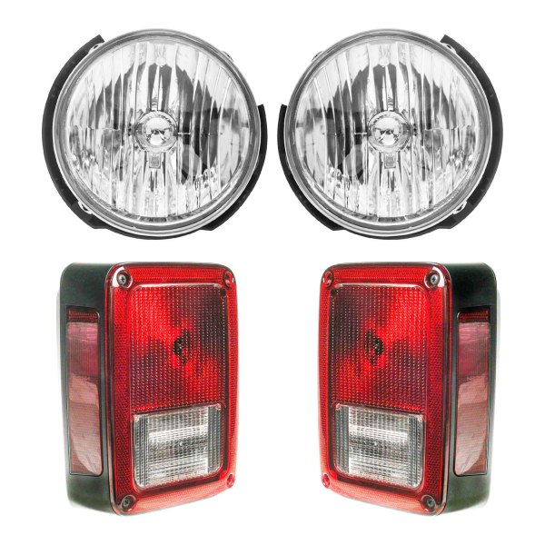 DIY Solutions® - Factory Style 7" Round Chrome Sealed Beam Headlights With Tail Lights