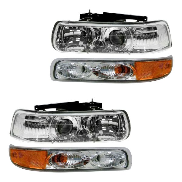 DIY Solutions® - Chrome Projector Headlights with Turn Signal/Parking Lights