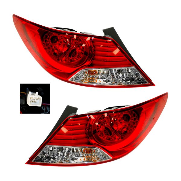 DIY Solutions® - Driver and Passenger Side Outer Replacement Tail Lights, Hyundai Accent