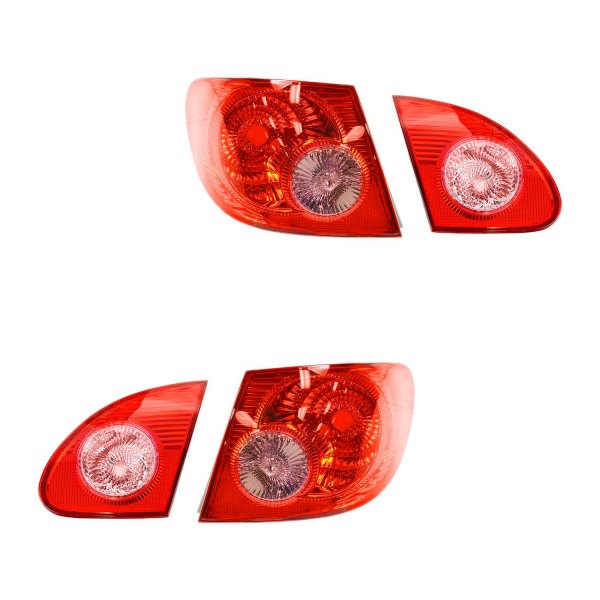 DIY Solutions® - Driver and Passenger Side Inner/Outer Replacement Tail Lights, Toyota Corolla