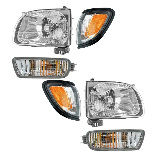 DIY Solutions® - Chrome Factory Style Headlights with Turn Signal/Parking Lights and Corner Lights