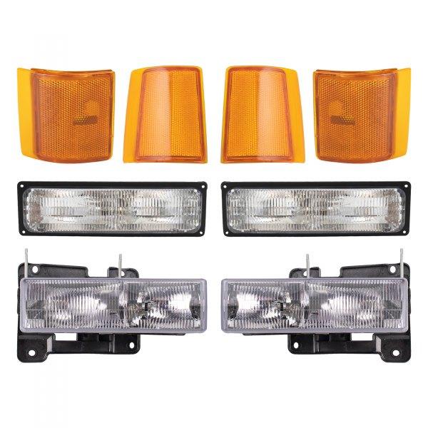 DIY Solutions® - Chrome Factory Style Headlights with Turn Signal/Parking Lights and Side Marker Lights