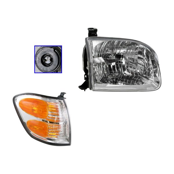 DIY Solutions® - Passenger Side Chrome Factory Style Headlight with Turn Signal/Corner Light