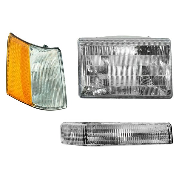 DIY Solutions® - Passenger Side Chrome Factory Style Headlight with Turn Signal/Parking Light and Corner Light
