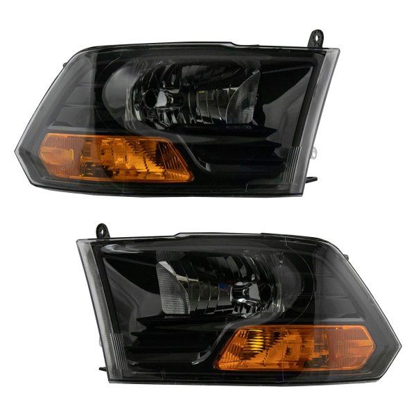 DIY Solutions® - Driver and Passenger Side Black Euro Headlights
