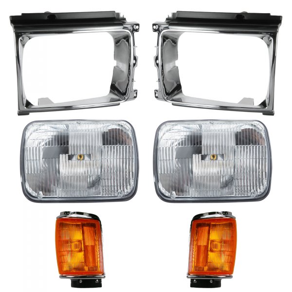 DIY Solutions® - Chrome Factory Style Headlights with Turn Signal/Corner Lights and Bezels