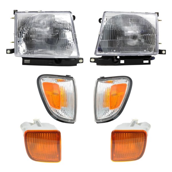 DIY Solutions® - Passenger Side Chrome Factory Style Headlights with Turn Signal/Parking Lights and Corner Lights