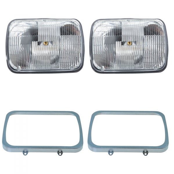 DIY Solutions® - Factory Style 7x6" Rectangular Driver and Passenger Side Chrome Sealed Beam Headlights