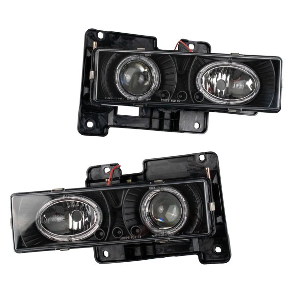 DIY Solutions® - Driver and Passenger Side Black Halo Projector Headlights