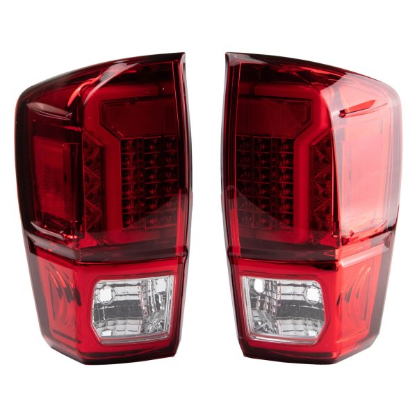DIY Solutions® - Chrome/Red Fiber Optic LED Tail Lights, Toyota Tacoma