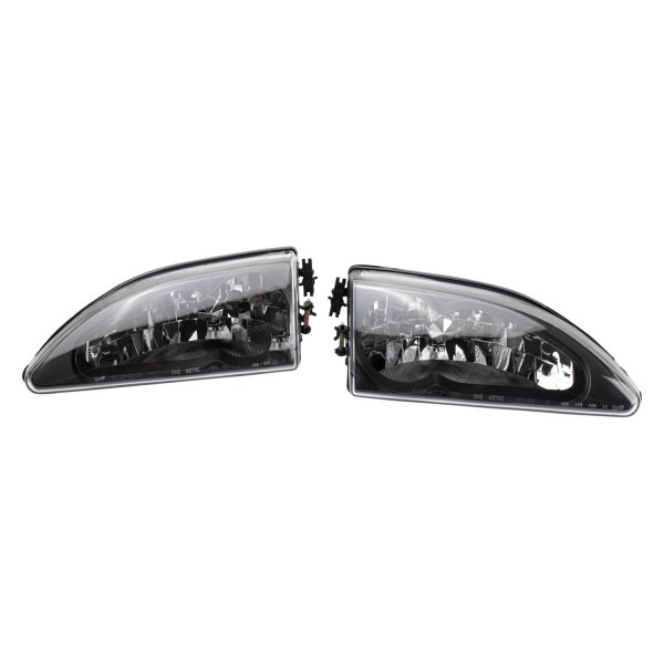 DIY Solutions® - Driver and Passenger Side Black/Chrome Euro Headlights