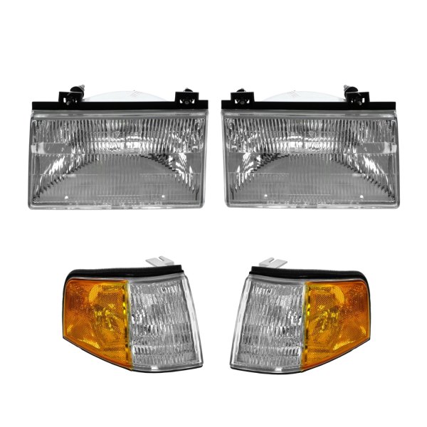 DIY Solutions® - Driver and Passenger Side Factory Style Headlights with Turn Signal/Corner Lights