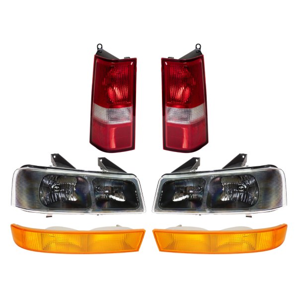 DIY Solutions® - Driver and Passenger Side Black Factory Style Headlights with Turn Signal/Parking Lights and Tail Lights