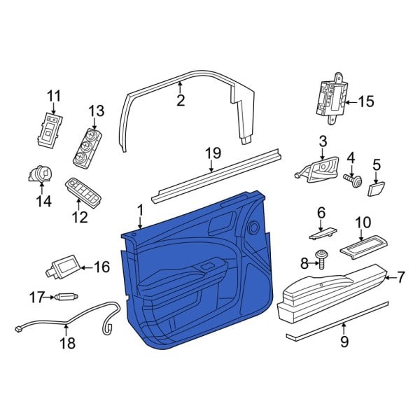Dodge OE 5PF121X9AH Front Right Inner Door Interior Trim Panel