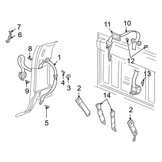 Dodge OE - Restraint Systems - Rear Seat Belts (Regular Cab), (1500 Regular Cab)